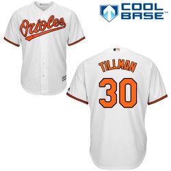 Men's Majestic Baltimore Orioles 30 Chris Tillman Replica White Home Cool Base MLB Jersey