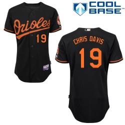 Men's Majestic Baltimore Orioles 19 Chris Davis Replica Black Alternate Cool Base MLB Jersey