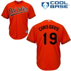 Men's Majestic Baltimore Orioles 19 Chris Davis Replica Orange Alternate Cool Base MLB Jersey