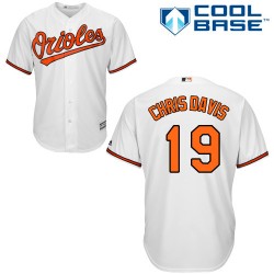 Youth Majestic Baltimore Orioles 19 Chris Davis Authentic White Home Cool Base MLB Jersey