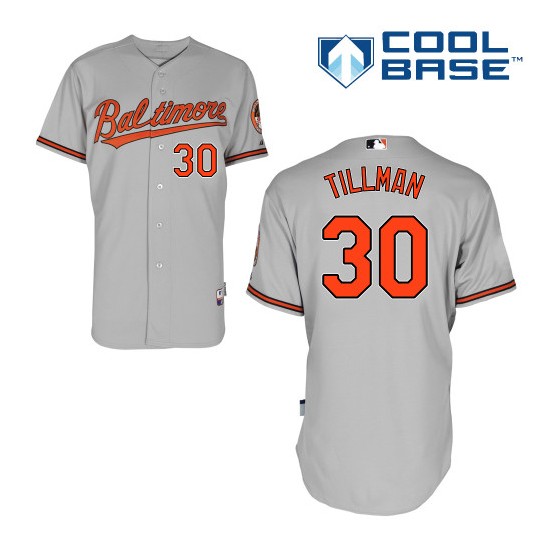 Men's Majestic Baltimore Orioles 30 Chris Tillman Authentic Grey Road Cool Base MLB Jersey