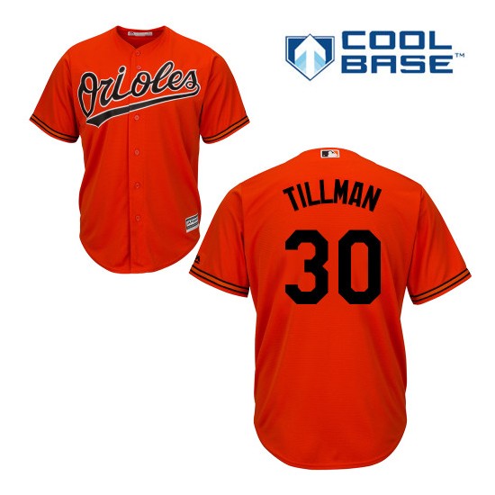Men's Majestic Baltimore Orioles 30 Chris Tillman Authentic Orange Alternate Cool Base MLB Jersey