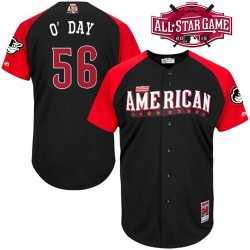 Men's Majestic Baltimore Orioles 56 Darren O'Day Authentic Black American League 2015 All-Star BP Cool Base MLB Jersey