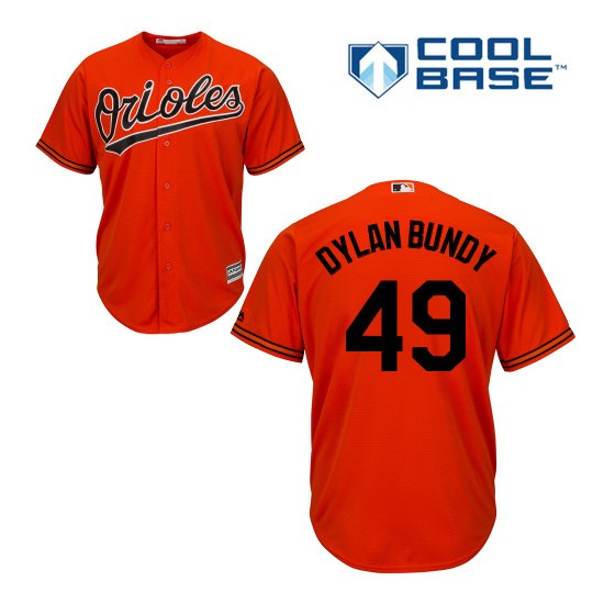 Men's Majestic Baltimore Orioles 49 Dylan Bundy Authentic Orange Alternate Cool Base MLB Jersey