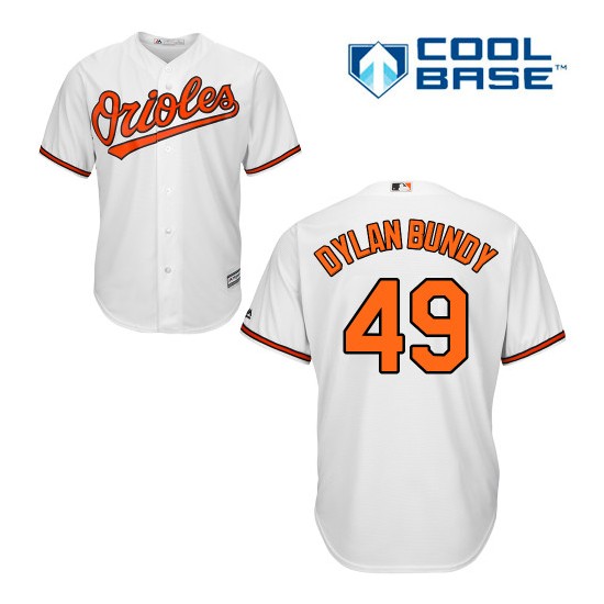 Men's Majestic Baltimore Orioles 49 Dylan Bundy Authentic White Home Cool Base MLB Jersey