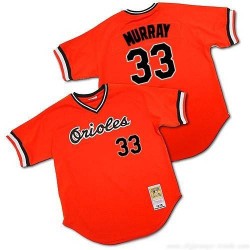Men's Mitchell and Ness Baltimore Orioles 33 Eddie Murray Replica Orange Throwback MLB Jersey