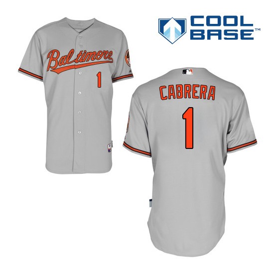 Men's Majestic Baltimore Orioles 1 Everth Cabrera Authentic Grey Road Cool Base MLB Jersey