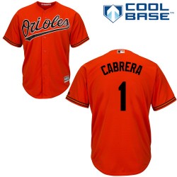 Men's Majestic Baltimore Orioles 1 Everth Cabrera Authentic Orange Alternate Cool Base MLB Jersey