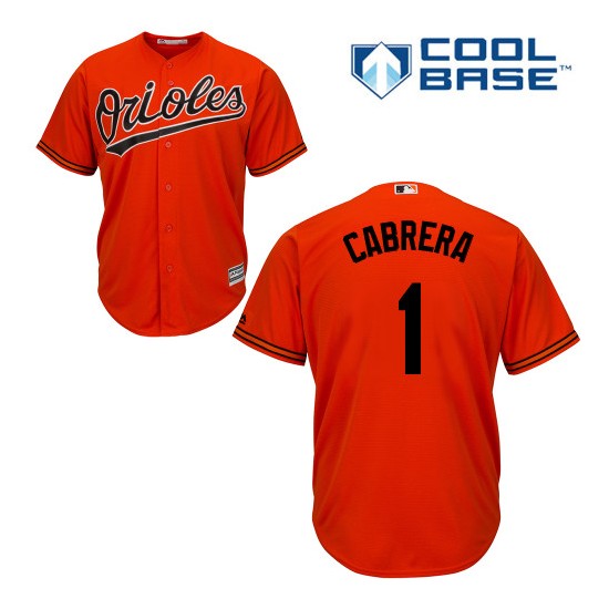 Men's Majestic Baltimore Orioles 1 Everth Cabrera Replica Orange Alternate Cool Base MLB Jersey