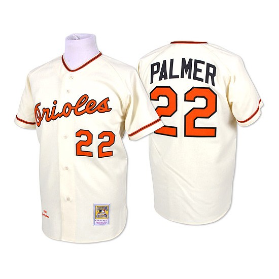 Men's Mitchell and Ness Baltimore Orioles 22 Jim Palmer Authentic Cream Throwback MLB Jersey