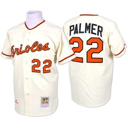 Men's Mitchell and Ness Baltimore Orioles 22 Jim Palmer Replica Cream Throwback MLB Jersey