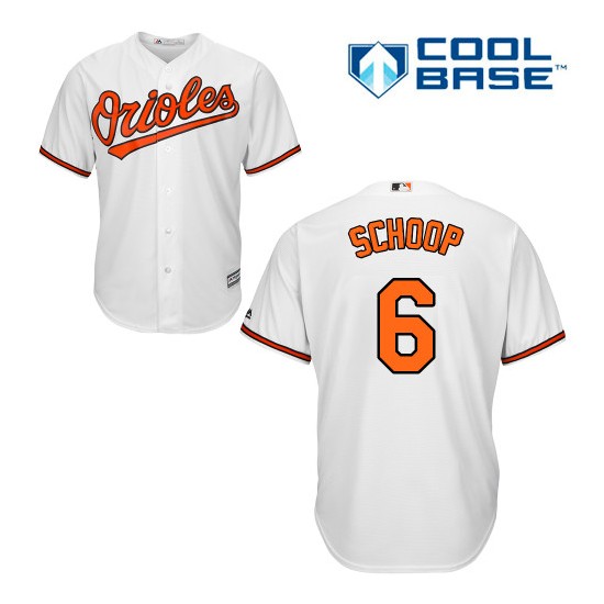 Men's Majestic Baltimore Orioles 6 Jonathan Schoop Authentic White Home Cool Base MLB Jersey