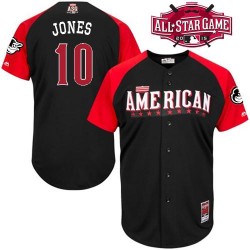 Men's Majestic Baltimore Orioles 10 Adam Jones Authentic Black American League 2015 All-Star BP MLB Jersey