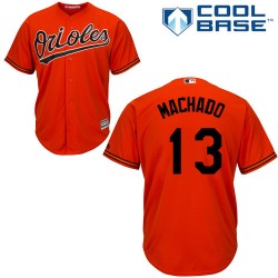 Men's Majestic Baltimore Orioles 13 Manny Machado Authentic Orange Alternate Cool Base MLB Jersey