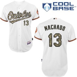 Men's Majestic Baltimore Orioles 13 Manny Machado Authentic White USMC Cool Base MLB Jersey