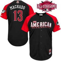 Men's Majestic Baltimore Orioles 13 Manny Machado Replica Black American League 2015 All-Star BP MLB Jersey