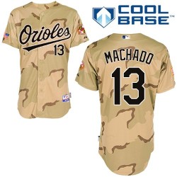 Men's Majestic Baltimore Orioles 13 Manny Machado Replica Camo Commemorative Military Day Cool Base MLB Jersey