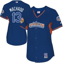 Women's Majestic Baltimore Orioles 13 Manny Machado Authentic Blue American League 2013 All-Star BP MLB Jersey