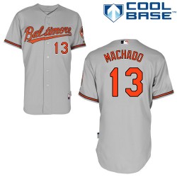 Youth Majestic Baltimore Orioles 13 Manny Machado Replica Grey Road Cool Base MLB Jersey