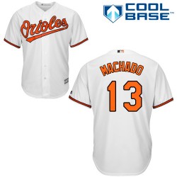 Youth Majestic Baltimore Orioles 13 Manny Machado Replica White Home Cool Base MLB Jersey