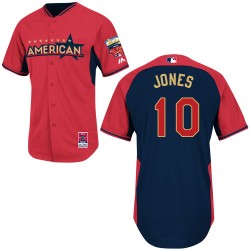 Men's Majestic Baltimore Orioles 10 Adam Jones Authentic Red/Navy American League 2014 All-Star BP MLB Jersey