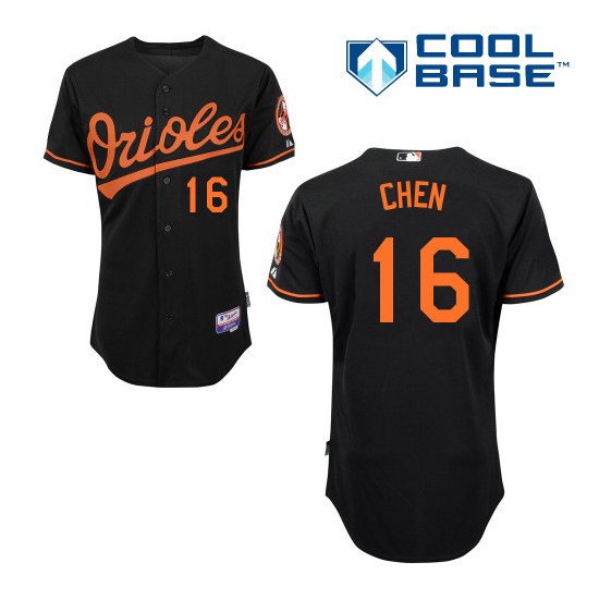Men's Majestic Baltimore Orioles 16 Wei-Yin Chen Replica Black Alternate Cool Base MLB Jersey