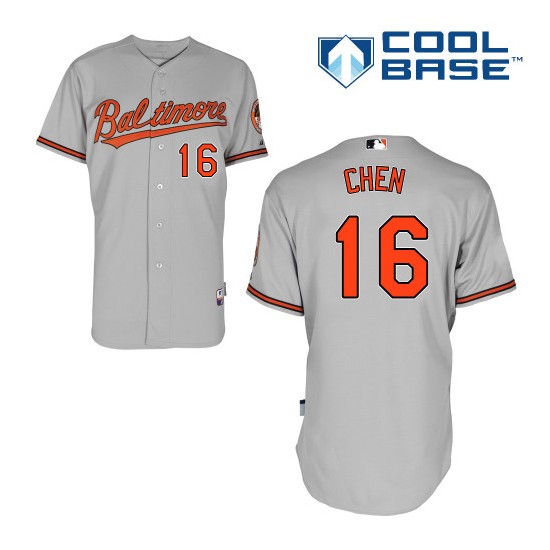 Men's Majestic Baltimore Orioles 16 Wei-Yin Chen Replica Grey Road Cool Base MLB Jersey