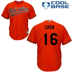 Men's Majestic Baltimore Orioles 16 Wei-Yin Chen Replica Orange Alternate Cool Base MLB Jersey