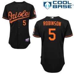Men's Majestic Baltimore Orioles 5 Brooks Robinson Authentic Black Alternate Cool Base MLB Jersey