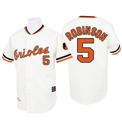 Men's Mitchell and Ness 1970 Baltimore Orioles 5 Brooks Robinson Replica White Throwback MLB Jersey
