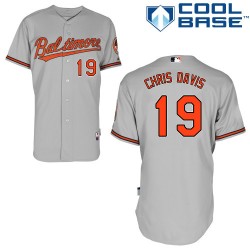Men's Majestic Baltimore Orioles 19 Chris Davis Authentic Grey Road Cool Base MLB Jersey